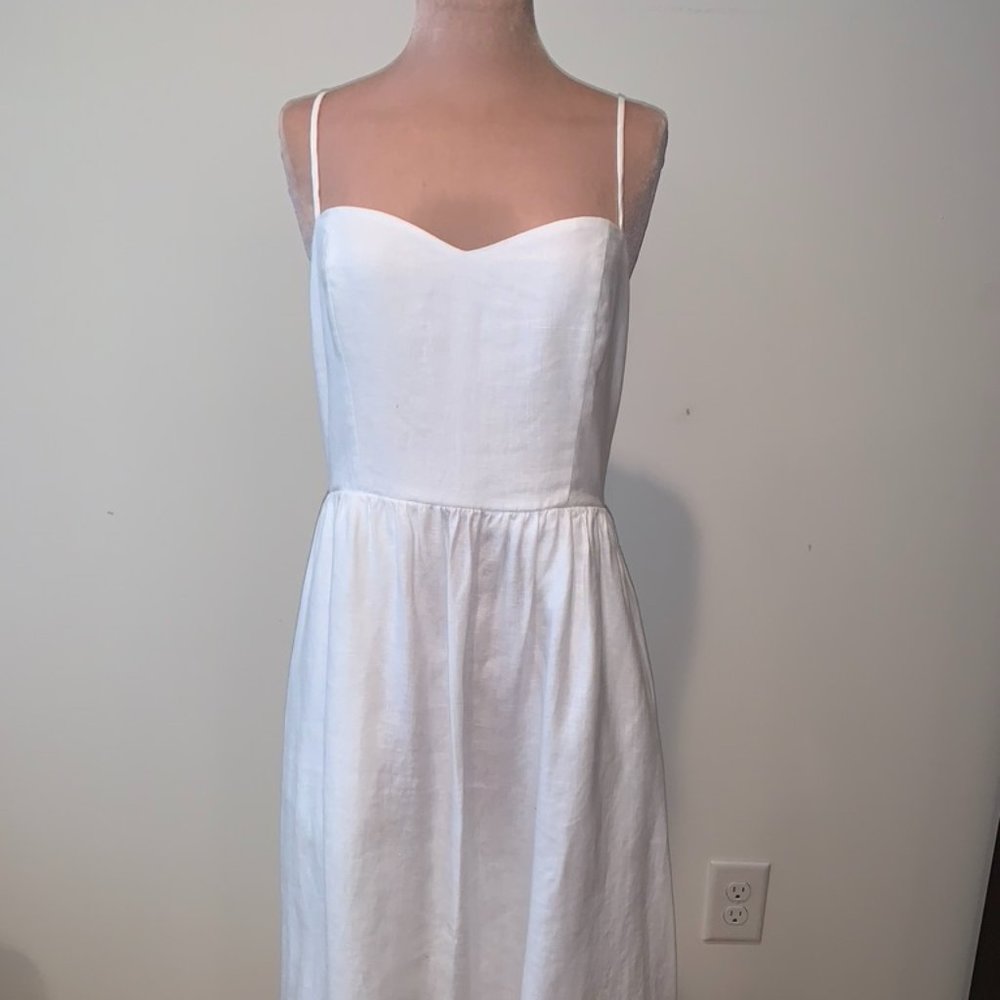 Reformation White Linen Midi Dress